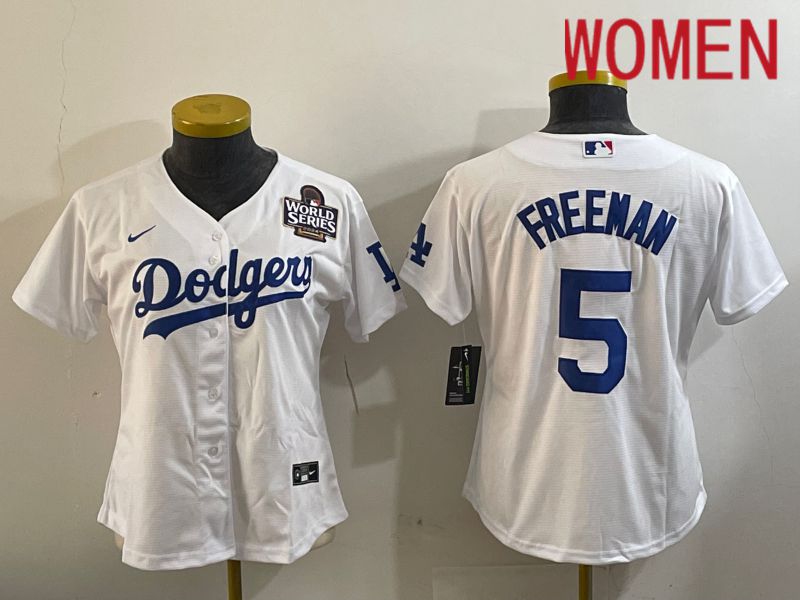 Women Los Angeles Dodgers #5 Freeman White Game 2024 Nike MLB Jersey style 11203
